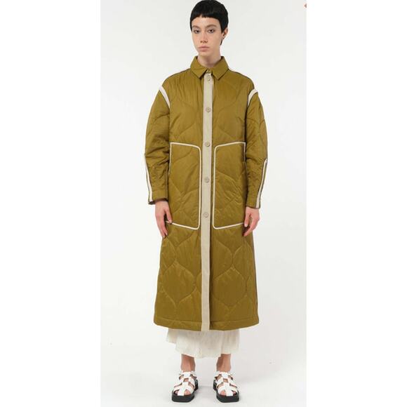 T_COAT Water Resistant Quilted Coat in Neutrals Size 44 US Medium - Picture 1 of 14